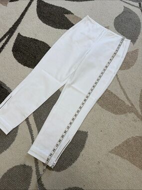 Lysse White Zip-Trim Slim Leggings